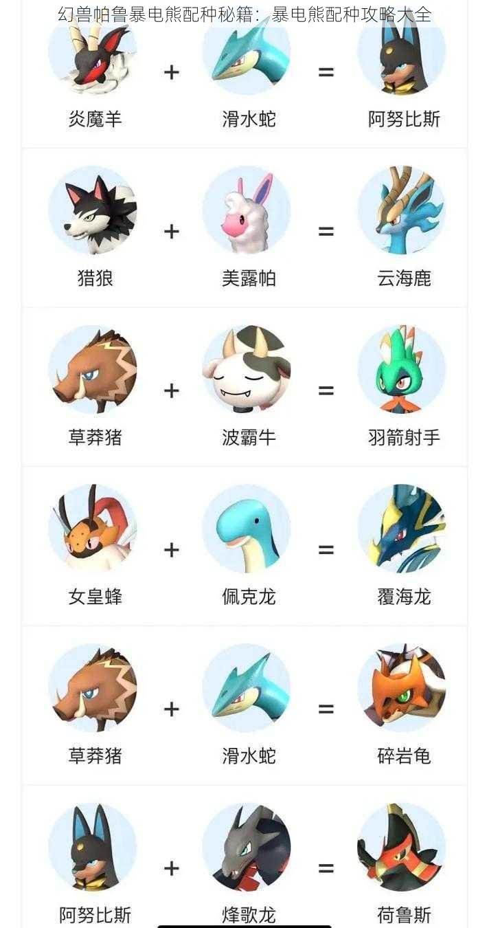 幻兽帕鲁暴电熊配种秘籍:暴电熊配种攻略大全