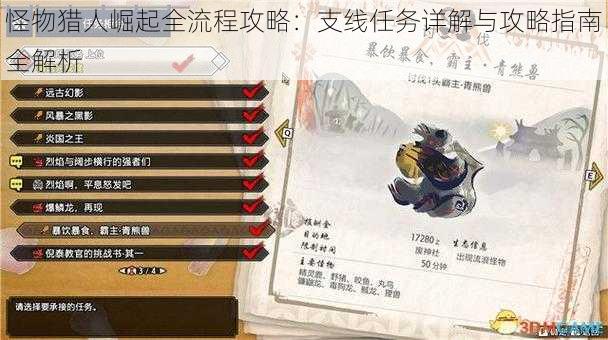 怪物猎人崛起全流程攻略:支线任务详解与攻略指南全解析