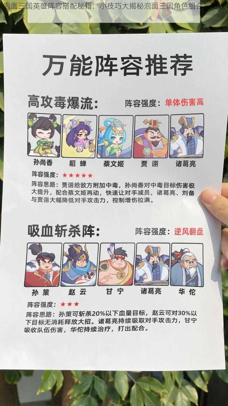 泡面三国英雄阵容搭配秘籍:小技巧大揭秘泡面三国角色组合策略攻略分享