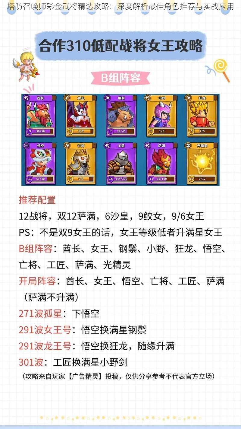 塔防召唤师彩金武将精选攻略:深度解析最佳角色推荐与实战应用