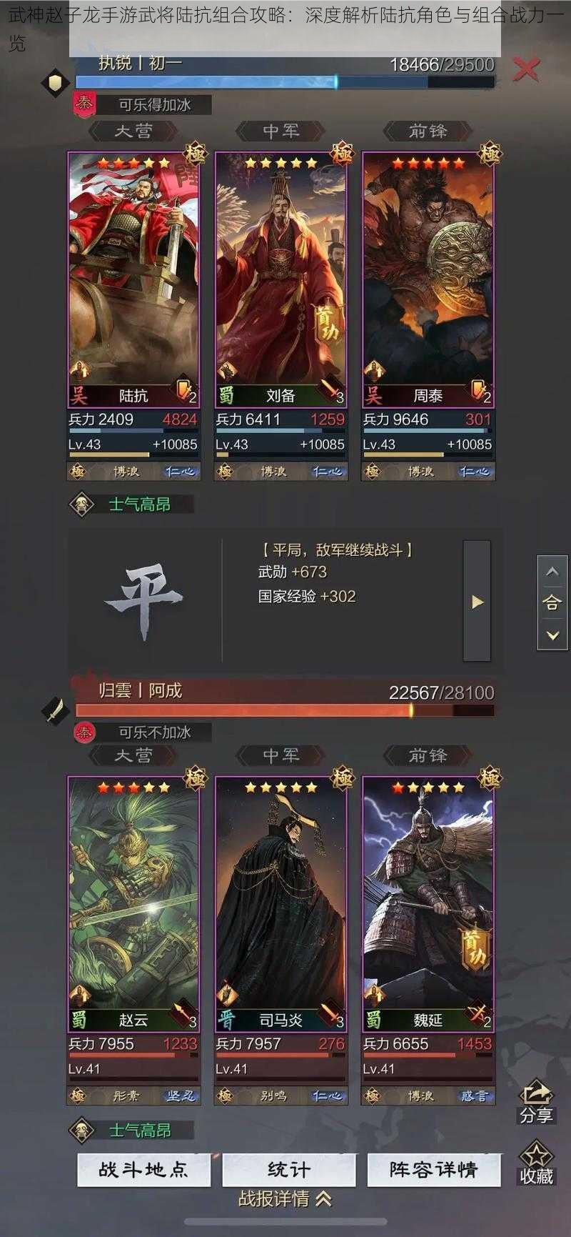 武神赵子龙手游武将陆抗组合攻略:深度解析陆抗角色与组合战力一览