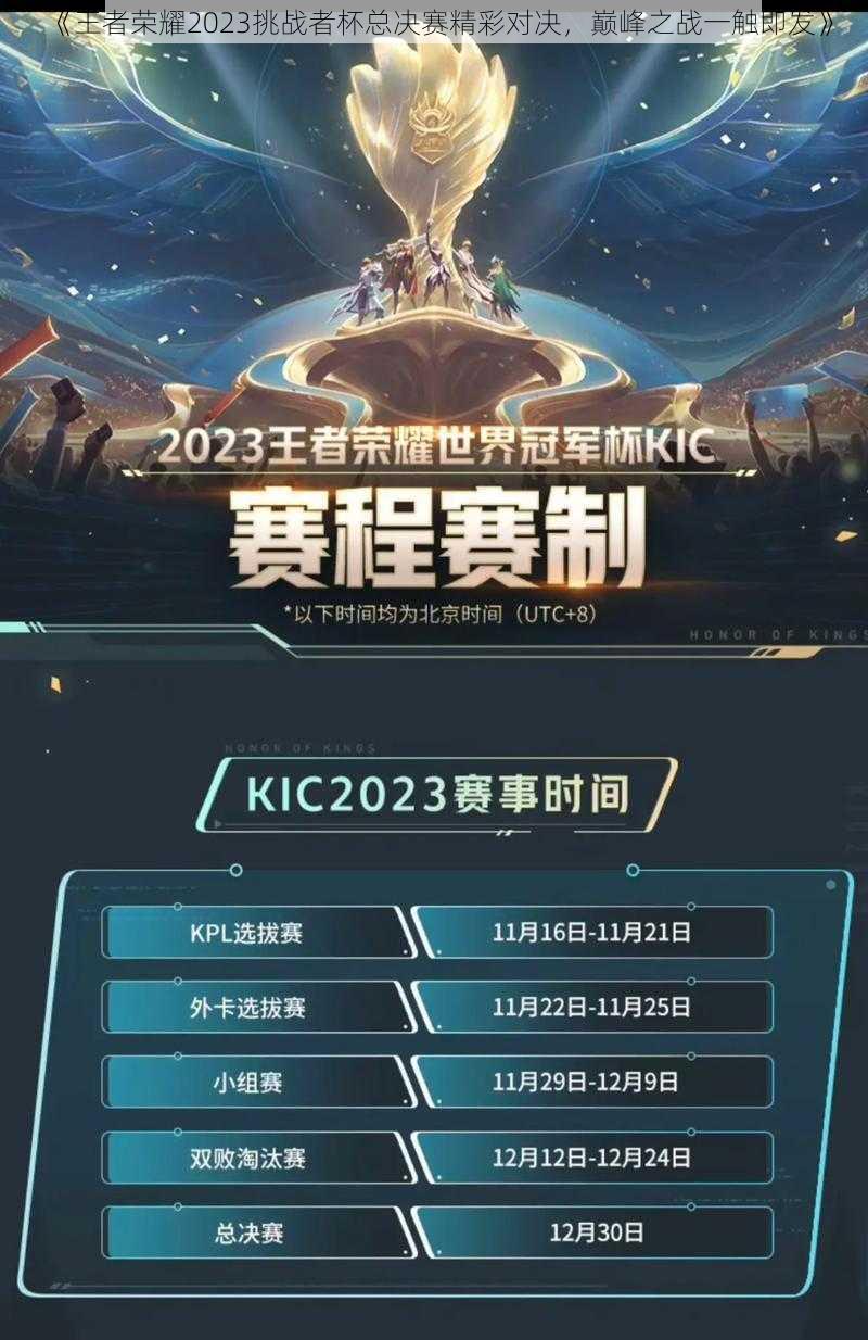 《王者荣耀2023挑战者杯总决赛精彩对决,巅峰之战一触即发》