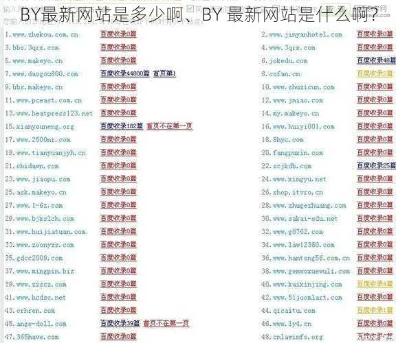 BY最新网站是多少啊、BY 最新网站是什么啊?