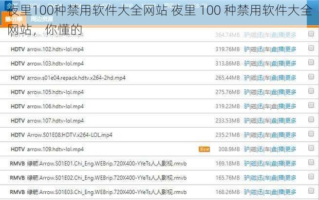 夜里100种禁用软件大全网站 夜里 100 种禁用软件大全网站,你懂的