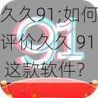 久久91;如何评价久久 91 这款软件?