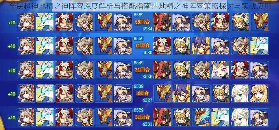 全民超神地精之神阵容深度解析与搭配指南:地精之神阵容策略探讨与实战应用