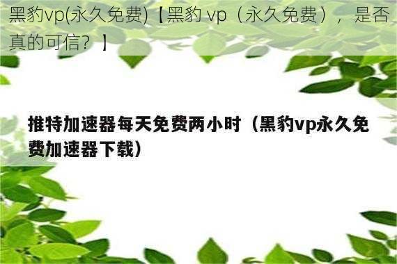 黑豹vp(永久免费)【黑豹 vp(永久免费),是否真的可信?】