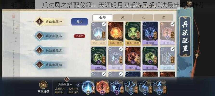 纸上谈兵,兵法风之搭配秘籍:天涯明月刀手游风系兵法最佳组合推荐