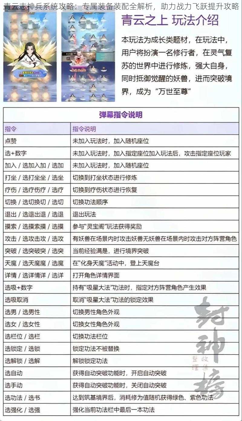 青云志神兵系统攻略:专属装备装配全解析,助力战力飞跃提升攻略