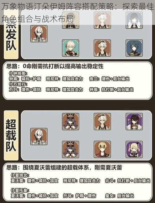 万象物语汀朵伊姆阵容搭配策略:探索最佳角色组合与战术布局