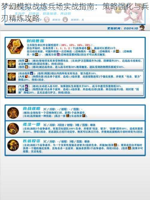梦幻模拟战练兵场实战指南:策略强化与兵刃精炼攻略