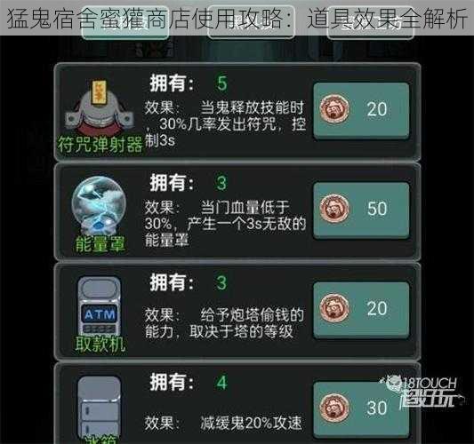 猛鬼宿舍蜜獾商店使用攻略:道具效果全解析