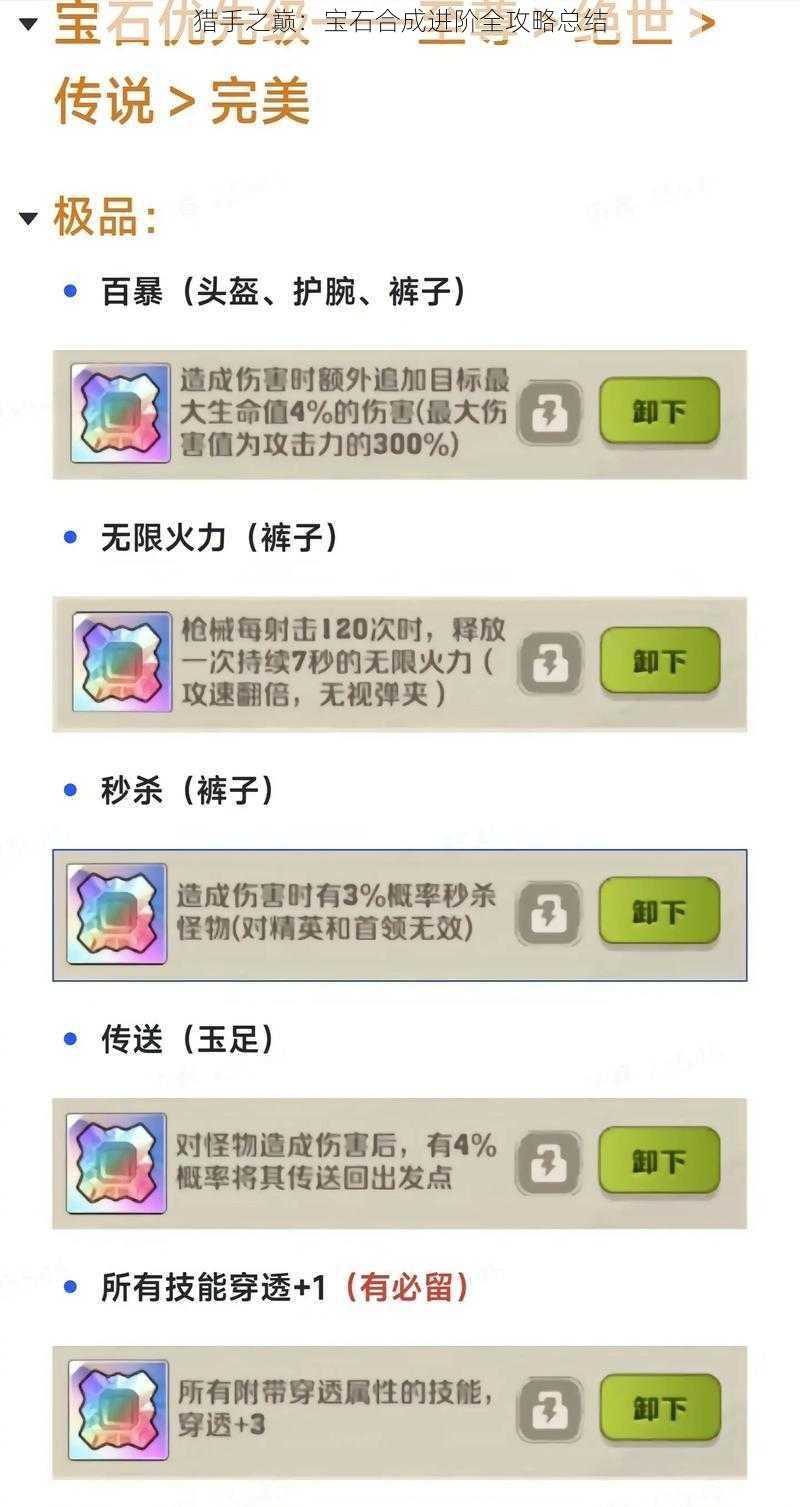 猎手之巅:宝石合成进阶全攻略总结