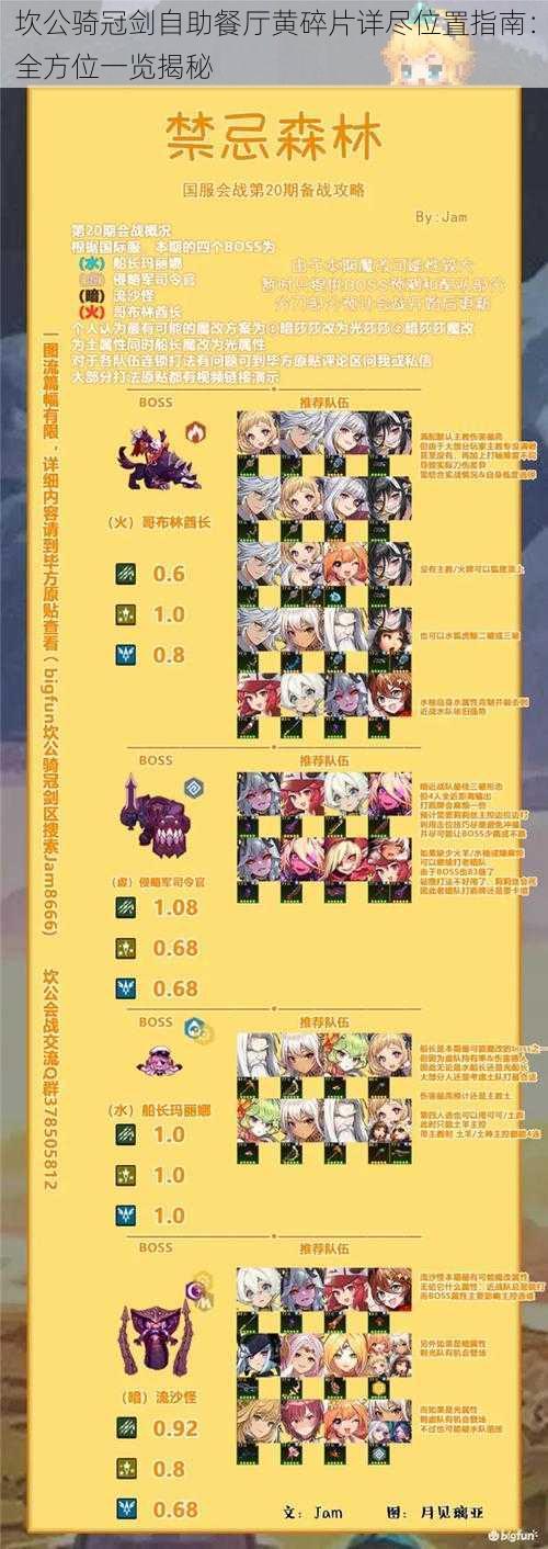 坎公骑冠剑自助餐厅黄碎片详尽位置指南:全方位一览揭秘