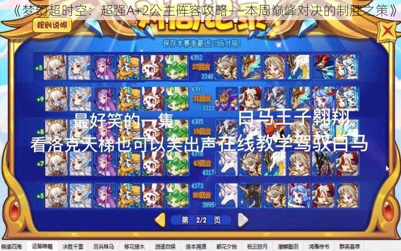 《梦幻超时空:超强A+2公主阵容攻略——本周巅峰对决的制胜之策》