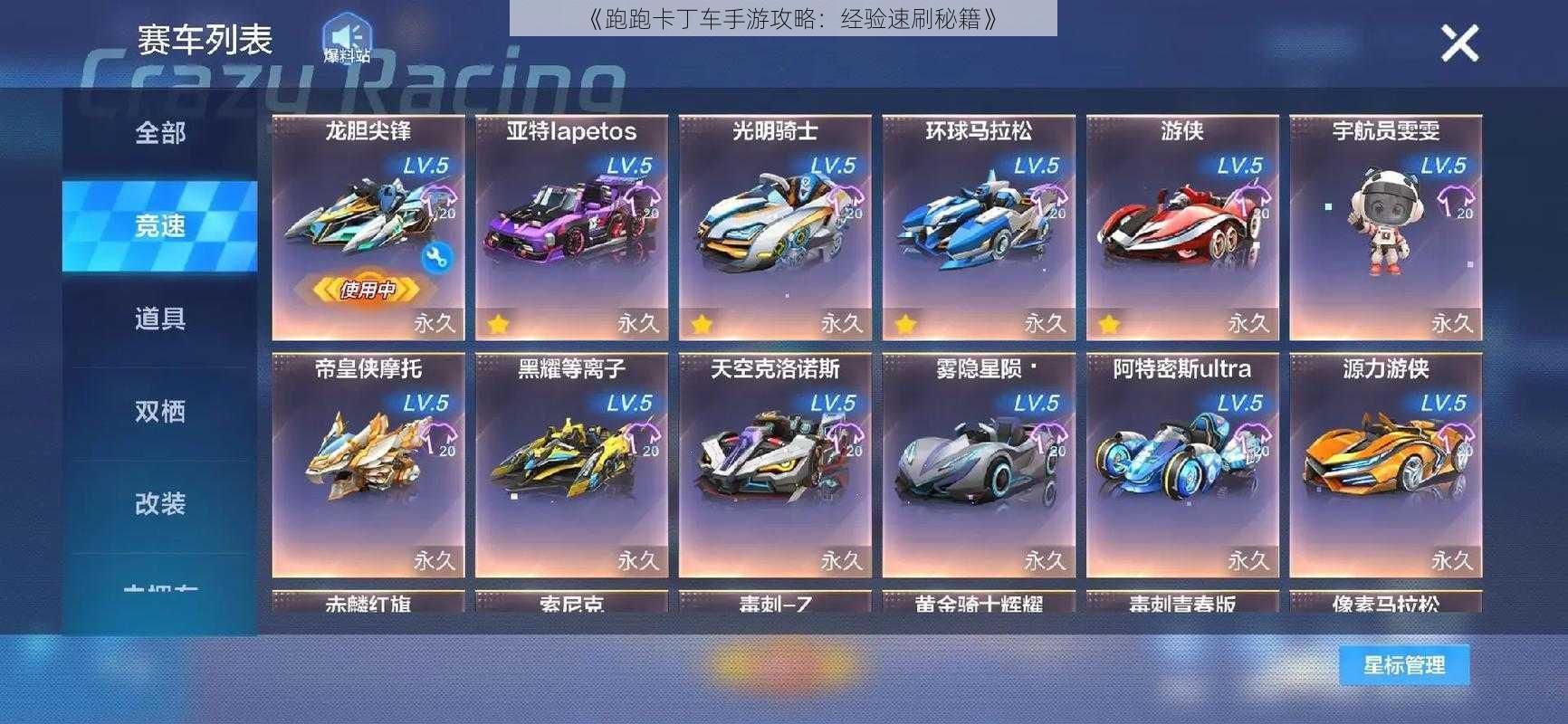 《跑跑卡丁车手游攻略:经验速刷秘籍》