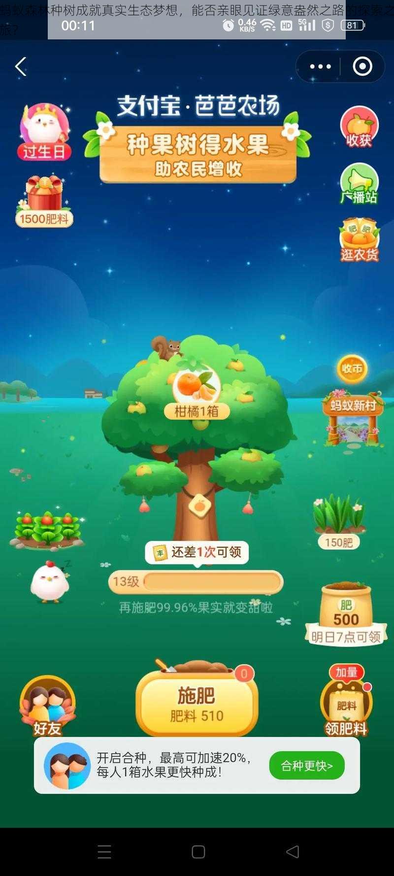 蚂蚁森林种树成就真实生态梦想,能否亲眼见证绿意盎然之路的探索之旅?