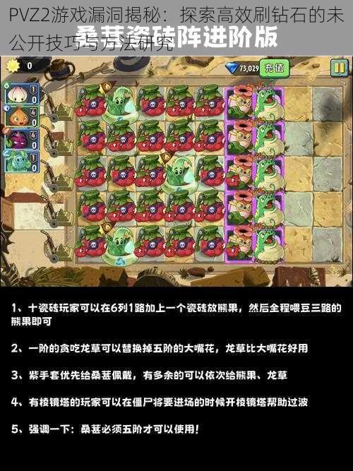 PVZ2游戏漏洞揭秘:探索高效刷钻石的未公开技巧与方法研究