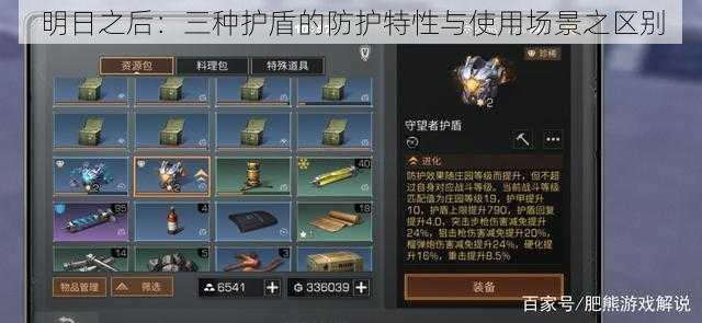 明日之后:三种护盾的防护特性与使用场景之区别
