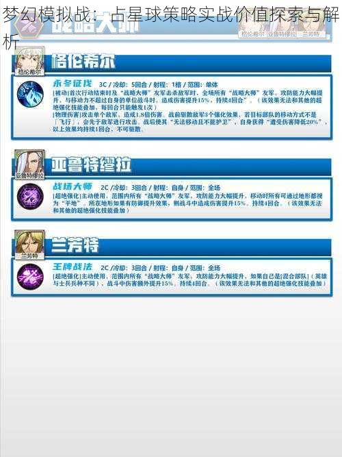 梦幻模拟战:占星球策略实战价值探索与解析