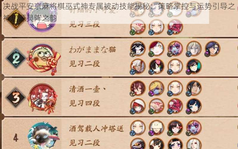 决战平安京麻将棋巫式神专属被动技能揭秘:策略掌控与运势引导之神启源灵阵之韵